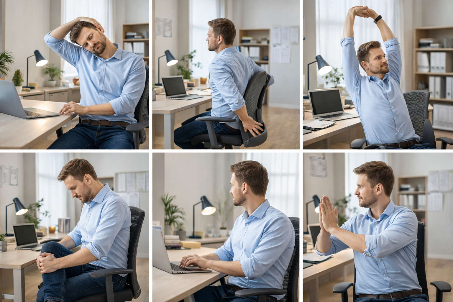 L’ufficio ti spezza la schiena? 5 esercizi di ginnastica posturale da fare direttamente alla scrivania